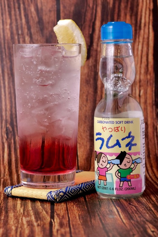 Sake Ramune — sake, pomegranate syrup and Ramune at Ramen RAIJIN Toronto